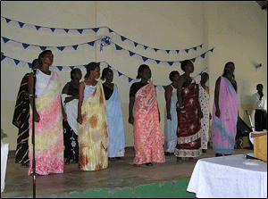 The ladies dawned their best to sing and dance in the anniversary service.